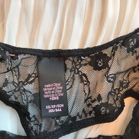 VS Black Plunge Neck Lace Teddy Slip Cross Back - Picture 6 of 6